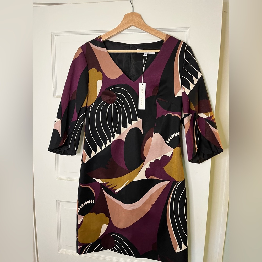 NWT Trina Turk Wine Country Sonoma Patchwork-Print Shift Dress Size 4